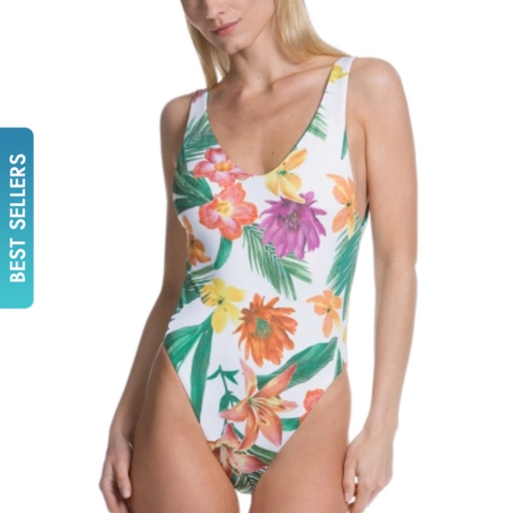 Everything But Water Becca Swimsuit One Piece Reversible Green Tropical